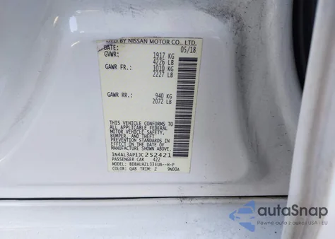 2018 Nissan Altima 2.5 Sr from USA, damaged, VIN 1N4AL3AP1JC252421